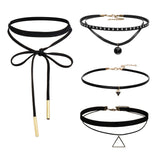 Boniskiss 4 Pieces Leather Chain Necklace for Women Girls Choker Tassel Necklace Velvet Adjustable