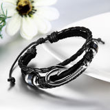 Boniskiss Fish Hook Bracelet Braided Leather Rope Wristband