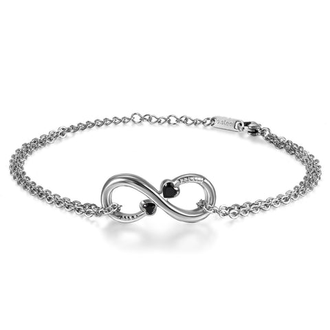 Boniskiss Stainless Steel Bracelet with Zircon Heart Infinity Love for Women