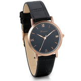 Boniskiss Classic Leather Strap Round Dial Clock Quartz Wrist Watch Black