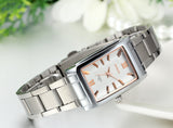 Boniskiss Women's Classic Square Quartz Wristwatch Silver Stainless Steel Bracelet Watch