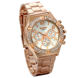Boniskiss Luxury Women Men Unisex Gold Tone Stainless Steel Band Quartz Wrist Watch