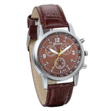 Boniskiss Business Casual Mens Quartz Wrist Watch Blue Dial Leather Strap Watches