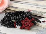 Boniskiss 6mm Wood Beads Buddhist Bracelet Tibetan Buddha Religious Falun Knot