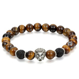 Boniskiss 8mm Tiger Eye Beads Buddhist Bracelet Buddha Mala Wrist Chain with Lion